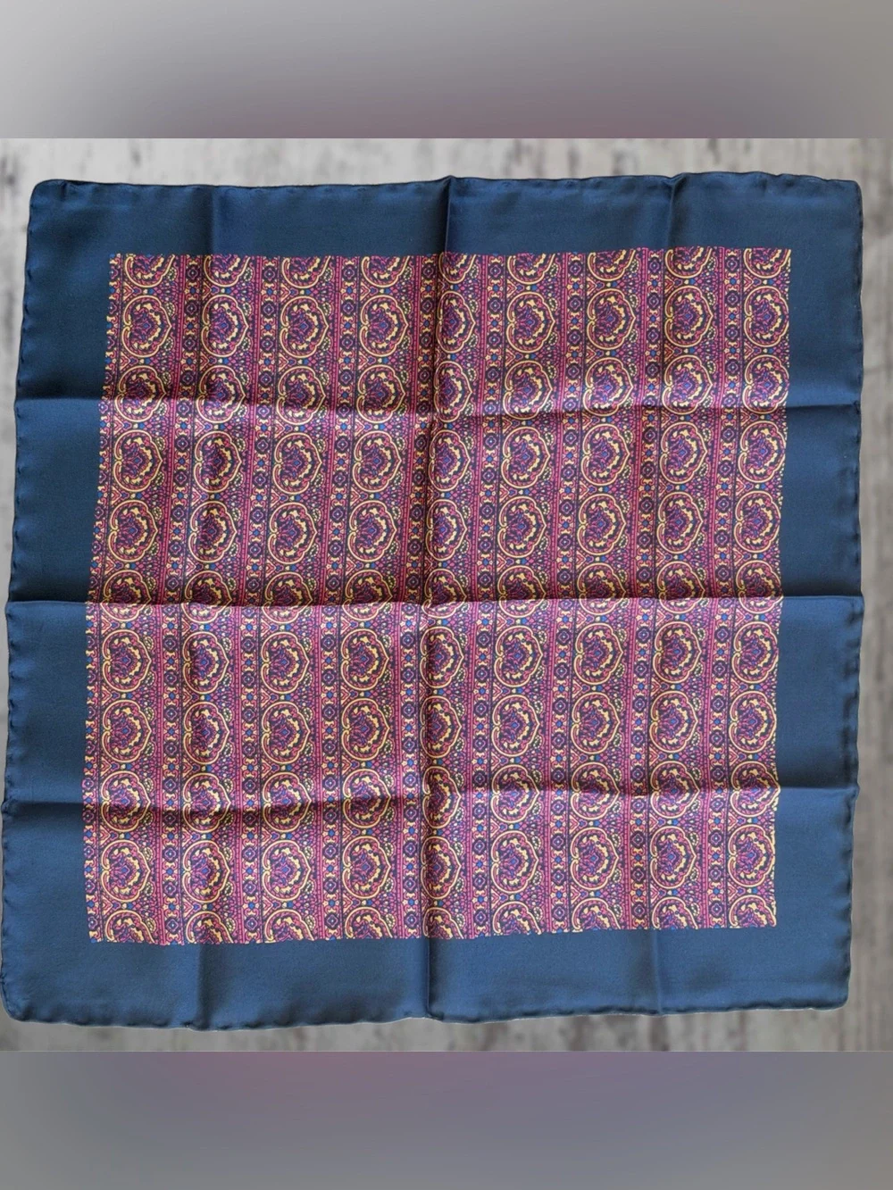 Vintage Italian Silk Burgundy and Gold Patterned Cravat/Scarf